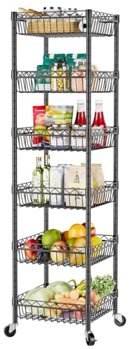 6 Tier Shelf Wire Shelving Adjustable Storage Shelves Basket Rack