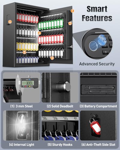 70 71 Position Key Cabinet with Combination & Key Lock and Fingerprint Key Cabinet with Anti
