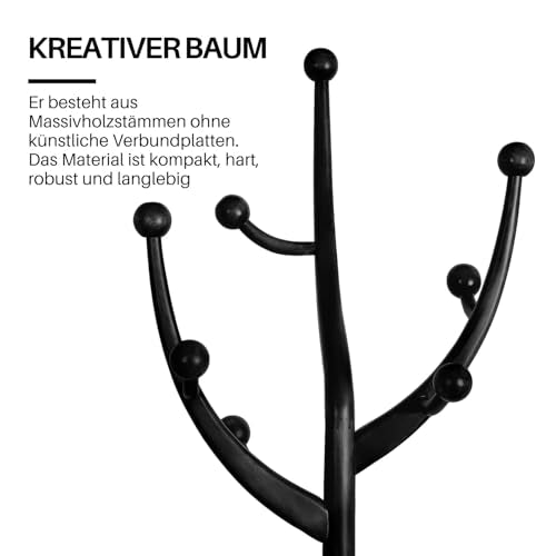 Coat Rack Freestanding Wood Tree Rack with 8 Hooks