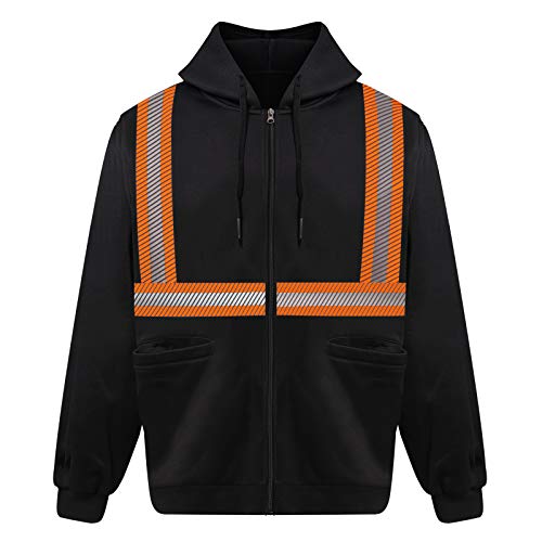 High Visibility Reflective Safety Hoodie Jacket With Removable Sleeves Hi Vis Outdoor Protective Workwear Unisex