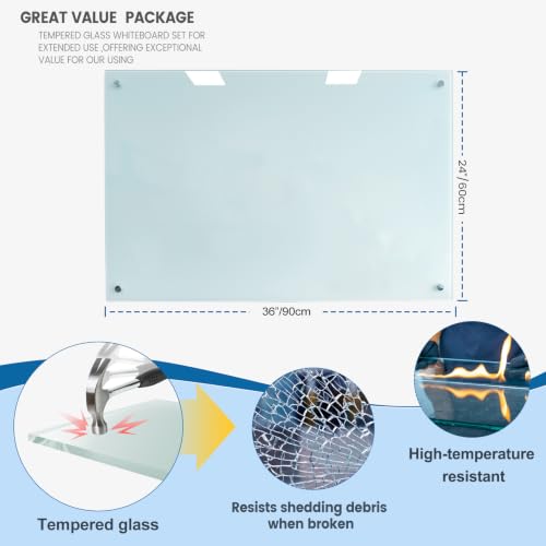 Magnetic Glass Whiteboard Premium Tempered Dry Erase Whiteboard Wall Mounted Rimless Whiteboard Bulletin Board