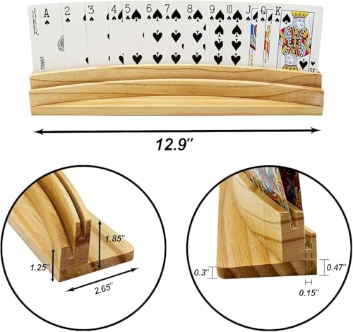 Card Holders for Playing Cards Set of 4 13inch Soild Wood Cards Holders for Kids Seniors Adults