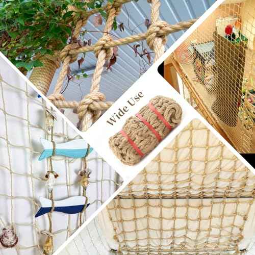 Jute Rope Net Heavy Duty Natural Hemp Rope Net Climbing Safety Rope Netting