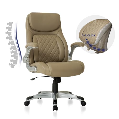 Ergonomic Office Chair Premium Leather Adjustable Lumbar Support and Armrests High Back Executive Computer Desk Chair