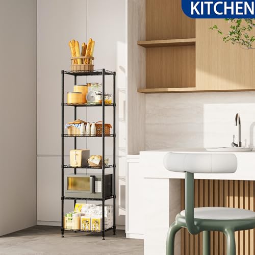 6 Wire Shelving Steel Storage Rack Adjustable Unit Shelves for Laundry Bathroom Kitchen Pantry Closet