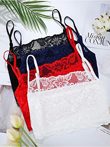 4 Pack Women Soft Lace Cami Stretch Half Camisole Top