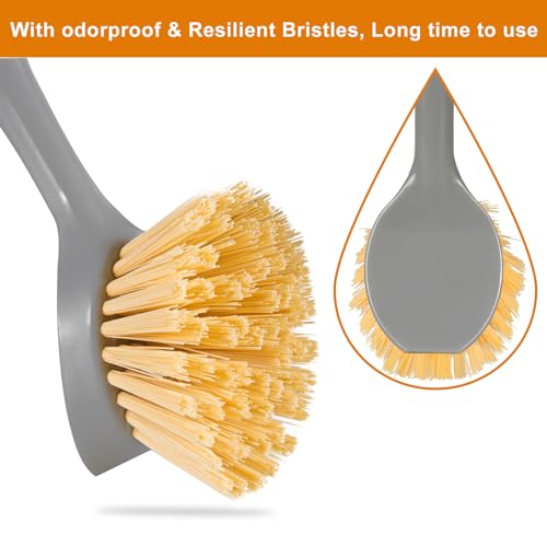 2 Pack Kitchen Dish Brushes with Bamboo Handle
