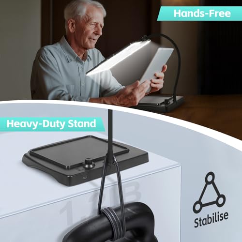 Desk Magnifying Glass with Light and Stand