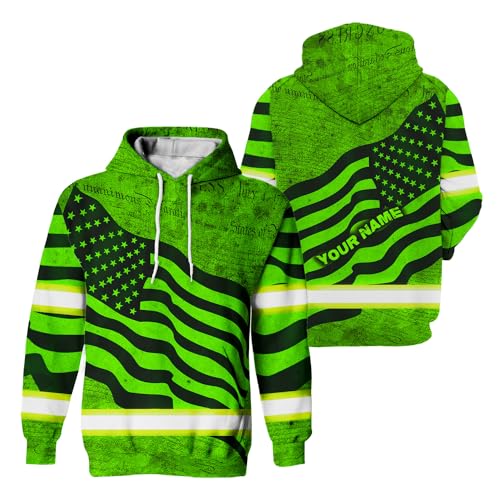 US Flag High Visibility Hoodie for Men Reflective Hoodie Safety Workwear for Worker Runner Patriotic ACC02