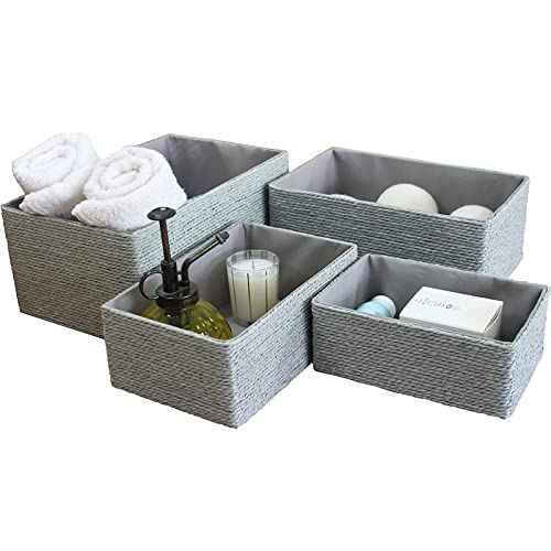 Storage Wicker Baskets for Bathroom Organizing Set of 4