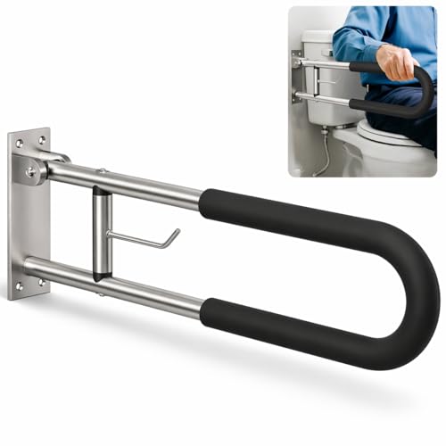 Foldable Toilet Grab Bar with Paper Holder