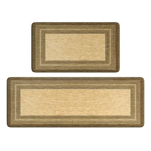 KIMDOE Boho Kitchen Rugs and Mats 2PCS Cushioned Anti Fatigue Kitchen Mat Non