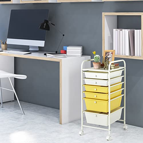 Storage Cart Bin Organizer Rolling Storage Cart Metal Frame Plastic Drawers Flexible Wheels Home Office Scrapbook Supply & Paper Shelf