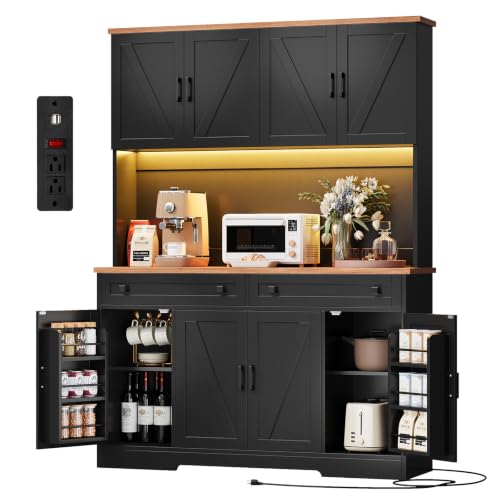 71" Pantry Cabinet with Charging Station & LED Lights