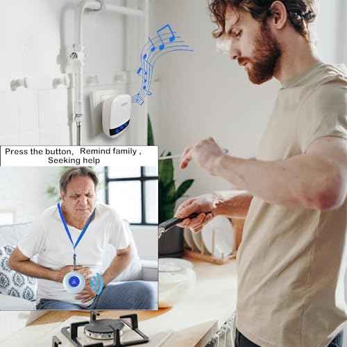 Caregiver Pager Wireless Call Button Call Bell Alert Button Nurse Alert System for Home