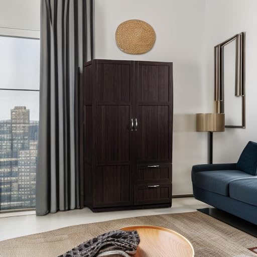 Select Multipurpose Bedroom Armoire Wardrobe Closet Pantry Storage Cabinet with Storage Drawers and Hanging Rail