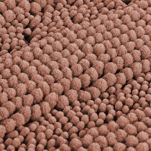 Bathroom Rugs Bath Mats Sets Super Absorbent Chenille Striped Bath Mats Non Skid Machine Wash Dry Rugs for Bathroom Floor Set of 2