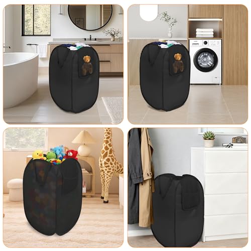 Sturdy Foldable Pop Up Laundry Hamper with Side Pockets