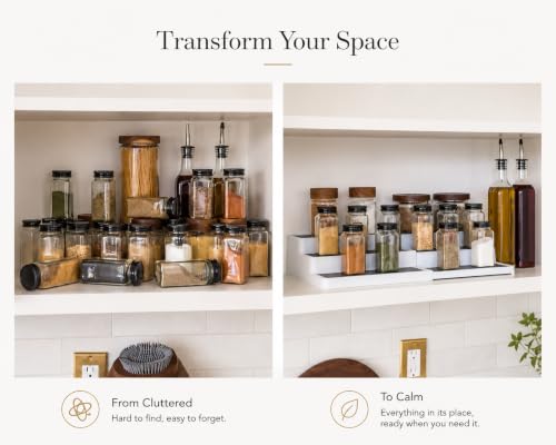 Expandable 3 Tiered Spice Rack Organizer for Cabinet and Kitchen Pantry Shelf