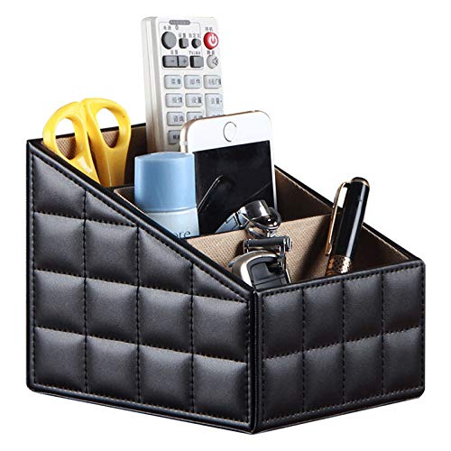Fashionable PU leather TV remote control bracket with 3 compartments