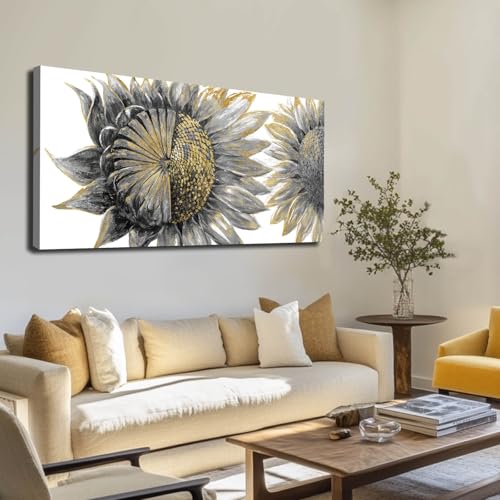 Gold Tree Wall Art Framed Canvas Pictures Sunflowers Wall Decor Beach Decorations Gold And Green Arts for Home Hotel