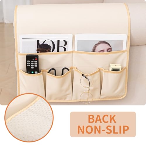 Anti Slip Sofa Armrest Organizer Arm Chair Bedside Caddy Storage Organizer For Recliner Couch With 6 Pockets For Cell Phone Tv Remote Control
