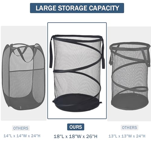 Mesh Popup Laundry Hamper 115L Foldable Laundry Basket Large Capacity Collapsible Clothing Storage Basket with Handles 26 H x 18 W x 18 L