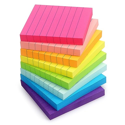 Sticky Notes with Lines Lined Sticky Notes Bright Multi Colors