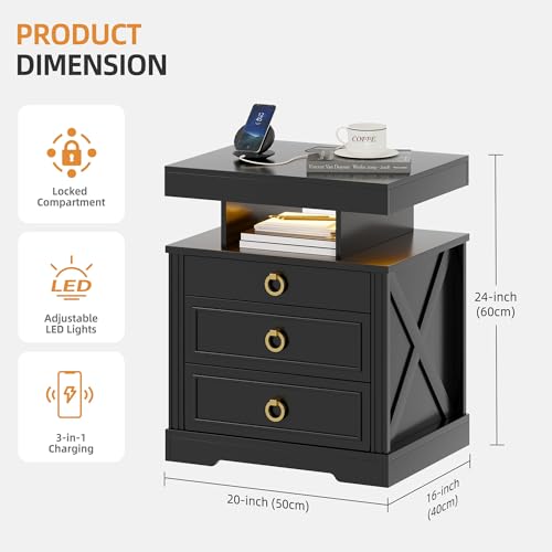 Nightstand with Lockable Gun Drawer