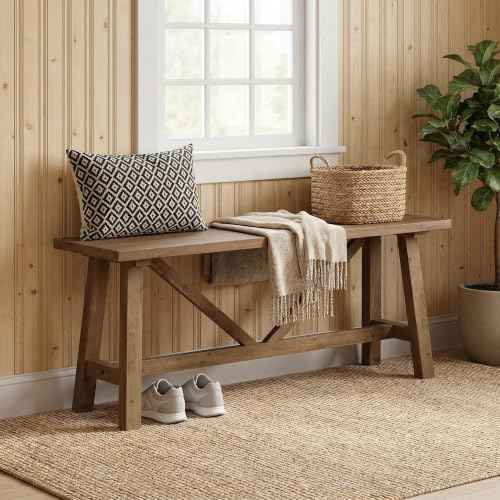Farmhouse Solid Wood Bench