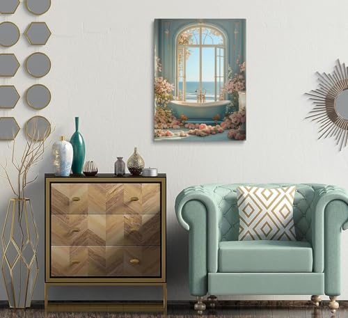 Framed Flower Landscape Canvas Wall Art Ready to Hang