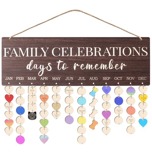 Family Birthday Calendar Board Wall Hanging with Tags