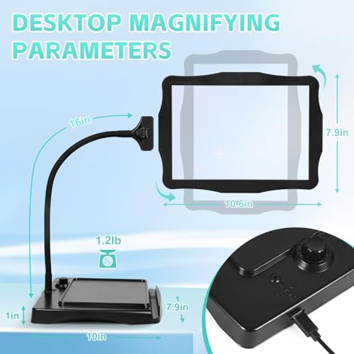 Desk Magnifying Glass with Light and Stand