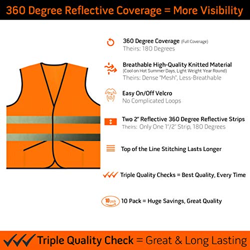 Pocket Safety Vest Bulk Pack Reflective High Visibility Men Women