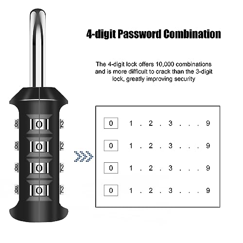 Combination Lock Waterproof 4 Digit Padlocks with Combination Code