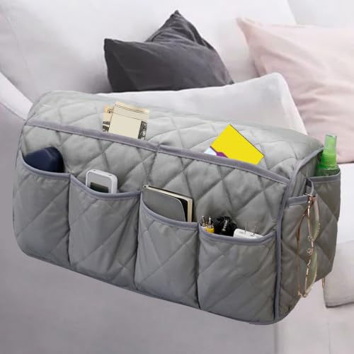 Armchair Caddy Remote Control Holder for Couch Recliner Armrest Organizer Non Slip Couch Arm Covers for Sofa with 14 Pockets Storage for Magazine