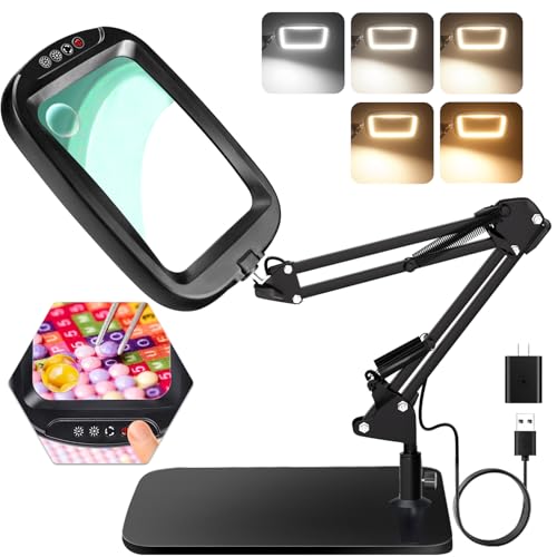 10X 30X Extra Large Magnifying Glass with Light and Stand