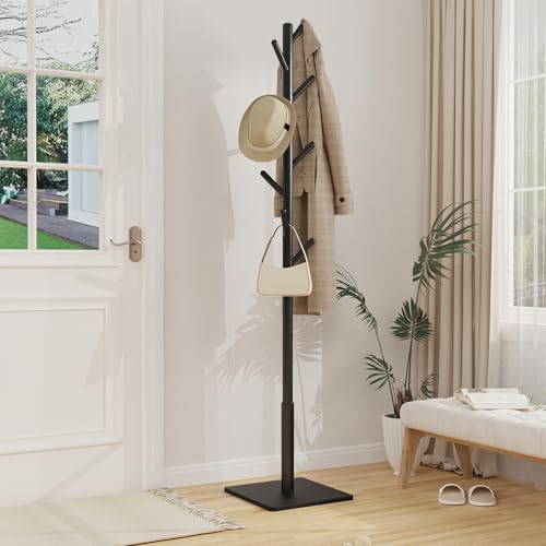 Coat Rack Freestanding with Stable Square Base for Cloathes