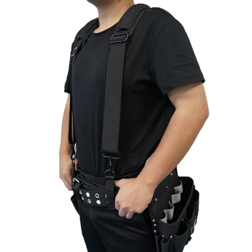 Tool Belt Suspenders Removable Padded Shoulder Work Suspenders with 4Pcs Attachment Loops