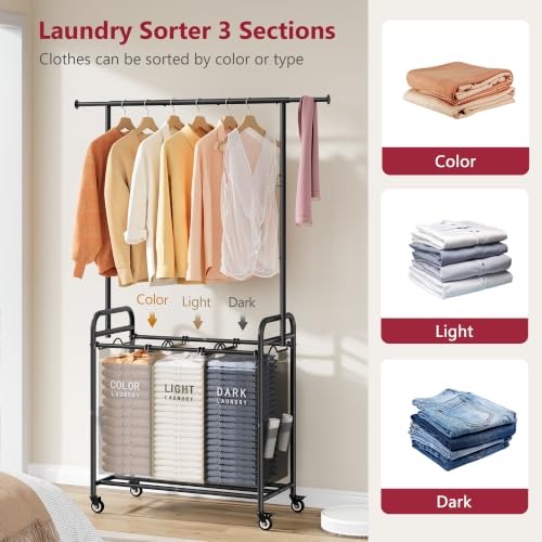 Laundry Sorter with Hanging Bar