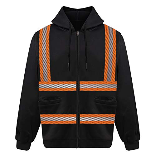 High Visibility Reflective Safety Hoodie Jacket With Removable Sleeves Hi Vis Outdoor Protective Workwear Unisex