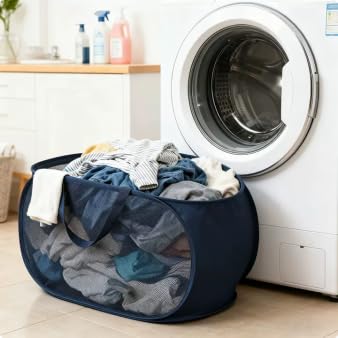 4 Piece Pop Up Mesh Laundry Basket Collapsible Hamper with Handles