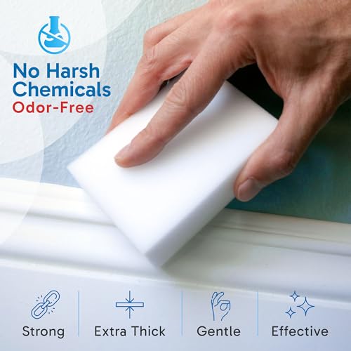 20 Pack) Extra Large Magic Cleaning Eraser Sponge – 2X Thick, Long Lasting Melamine Sponges in Bulk – White Foam Pads for Walls, Kitchen, Bathroom, Floor & Baseboard Cleaner