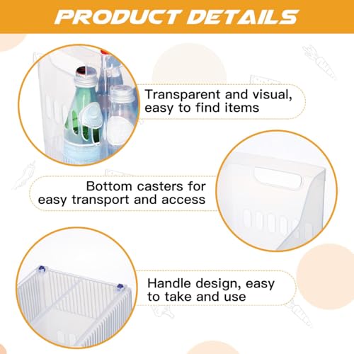 4pcs Plastic Freezer Organizer Bin with Wheel