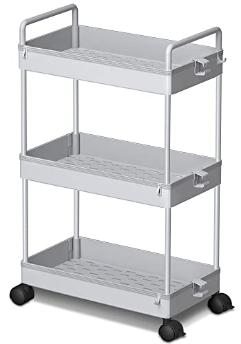 3 Tier Slim Rolling Storage Cart with Wheels Utility Organizer