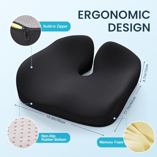 X Large Memory Seat Cushion for Office Chair Ergonomic Cushions Pad PillowFT1