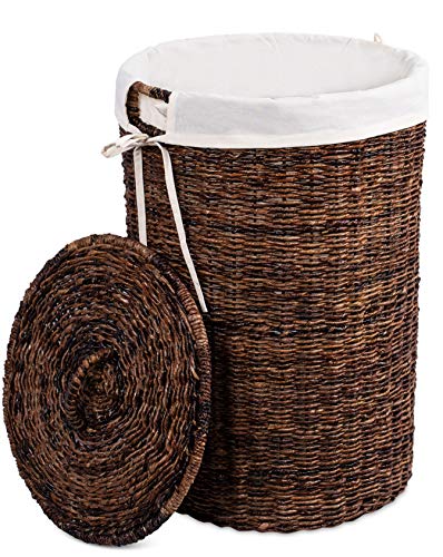 Seagrass Laundry Hamper with Lid and Washable Liner
