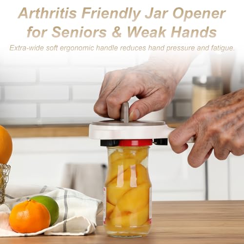 4-in-1 Jar Opener for Seniors Adjustable Stainless Steel Lid Opener with Extended Ergonomic Handle, Includes Hook & storage bag, Can Opener for Arthritis and Weak Hands