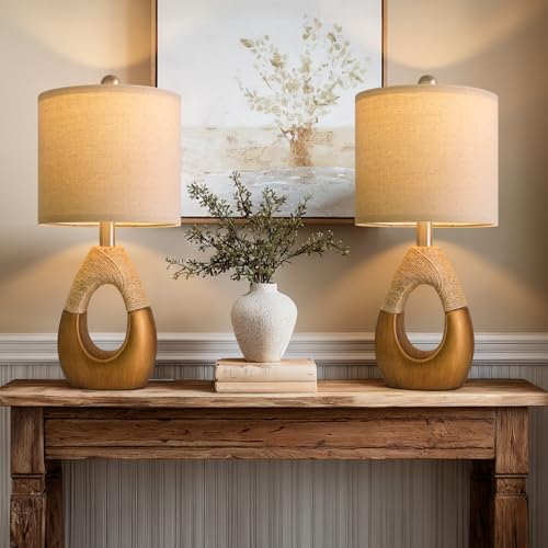 Boho Table Lamps Bedroom Living Room Set 2 Sleeping and Reading