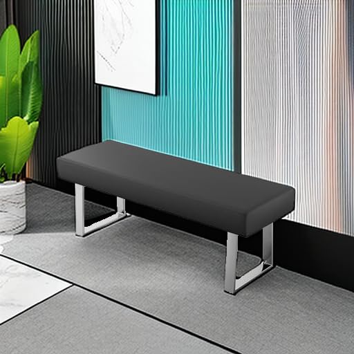 45.3" Upholstered PU Leather Bedroom Bench Footstool with Metal Legs